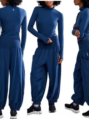 Free People  Movement Up In The Air 2-Piece Set Midnight Navy NWT Med